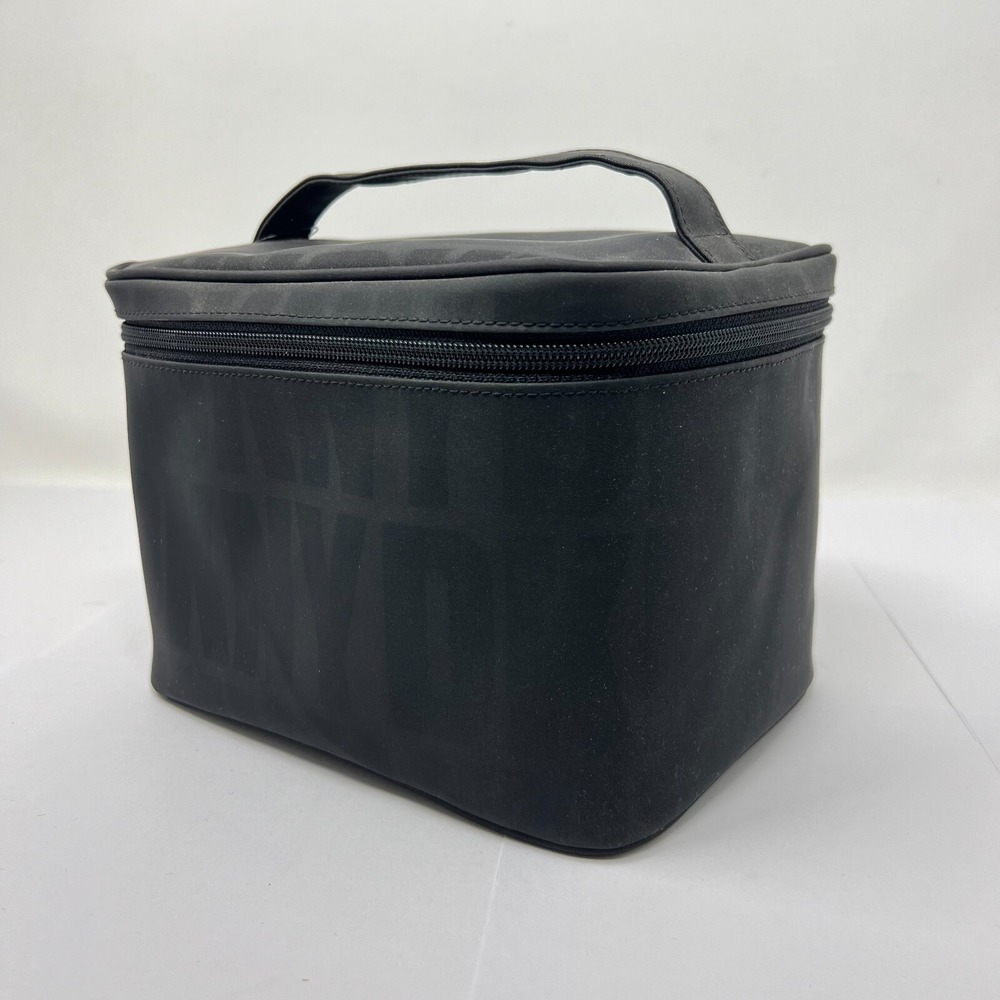 DKNY Makeup Bag Women OS Black Tonal Logo‎ Classic Double Zip Vanity Case